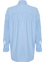 Trendyol Light Blue Drawstring Cotton Woven Shirt