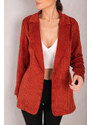 armonika Women's Tile Single Button Velvet Jacket