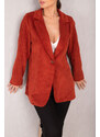 armonika Women's Tile Single Button Velvet Jacket