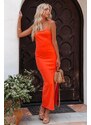 Madmext Orange Strappy Long Dress