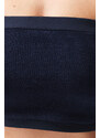 Trendyol Navy Plain Strapless Neck Super Crop Knitted Blouse