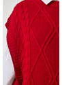 Happiness İstanbul Women's Red Tie Detailed Oversize Knitwear Sweater