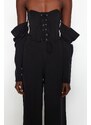 Trendyol Black Woven Piping Jumpsuit