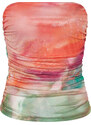 Trendyol Multi Color Strapless Lined Draped Tulle Knitted Blouse