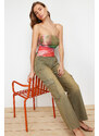 Trendyol Multi Color Strapless Lined Draped Tulle Knitted Blouse