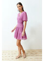 Trendyol Pink Waist Flounce Chiffon Lined Mini Woven Dress