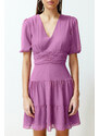 Trendyol Pink Waist Flounce Chiffon Lined Mini Woven Dress