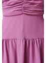 Trendyol Pink Waist Flounce Chiffon Lined Mini Woven Dress