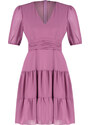 Trendyol Pink Waist Flounce Chiffon Lined Mini Woven Dress