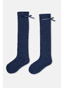 Dagi Navy Blue Girls' Bow Knee High Socks