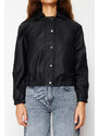 Trendyol Black Oversize Faux Leather Bomber Jacket Coat