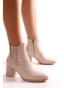 Shoeberry Women's Misty Beige Skin Heels Boots, Beige Skin