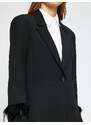 Koton Blazer Jacket Sleeve Feather Detail Single Button