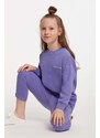 GRIMELANGE Jabor Girls Embroidered Crew Neck Comfort Purple Tracksuit Set
