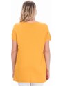 Şans Women's Plus Size Mustard Viscose V-Neck Blouse