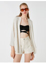 Koton Short Kimono Long Sleeve Linen Blend