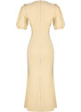 Trendyol Stone Body Wrap Midi Woven Balloon Sleeve Dress