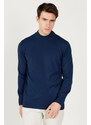 ALTINYILDIZ CLASSICS Men's Dark Blue Anti-Pilling Anti-Pilling Standard Fit Half Turtleneck Knitwear Sweater