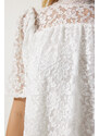 Happiness İstanbul Women's White Lace Knitted Blouse