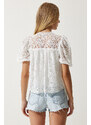 Happiness İstanbul Women's White Lace Knitted Blouse