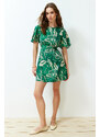 Trendyol Green Tropical Floral A-line Viscose Mini Woven Dress