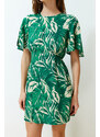 Trendyol Green Tropical Floral A-line Viscose Mini Woven Dress