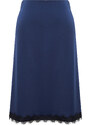 Trendyol Curve Navy Blue Satin Midi Length Lace Woven Skirt