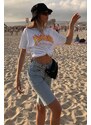 Madmext Women's White Oversized Printed T-shirt