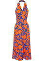 Trendyol Orange Shirt Collar Viscose Midi Woven Dress