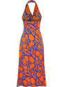 Trendyol Orange Shirt Collar Viscose Midi Woven Dress