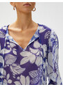 Koton Chiffon Blouse Floral V-Neck