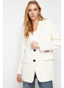 Trendyol Ecru Oversize Basic Woven Blazer Jacket