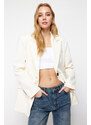 Trendyol Ecru Oversize Basic Woven Blazer Jacket