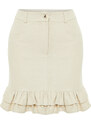 Trendyol Beige Skirt Frilly Mini Length Woven Linen Look Skirt