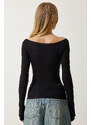 Happiness İstanbul Women's Black Chest Detail Fine Knitwear Blouse