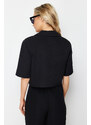 Trendyol Black Crop Short Sleeve Woven Blazer Jacket