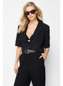 Trendyol Black Crop Short Sleeve Woven Blazer Jacket