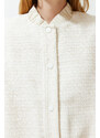 Trendyol Ecru Oversize Tweed Thin Vest