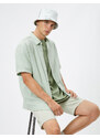 Koton Summer Shirt Short Sleeve Turndown Collar Buttoned Cotton