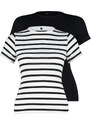 Trendyol Curve Black-Ecru Striped 2-Pack Viscous Stretch Knitted Blouse