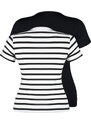 Trendyol Curve Black-Ecru Striped 2-Pack Viscous Stretch Knitted Blouse