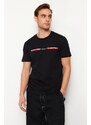 Trendyol Black Regular/Regular Fit Stripe Pattern 100% Cotton T-shirt