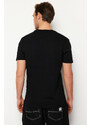 Trendyol Black Regular/Regular Fit Stripe Pattern 100% Cotton T-shirt