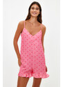 Trendyol Pink Polka Dot Viscose Woven Jumpsuit
