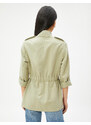 Koton Zippered Trench Coat with Pockets and Fold Over the Sleeves