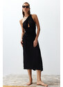 Trendyol Red Fitted Maxi Knitted Cut Out/Window One-Shoulder Beach Dress