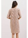 Bigdart 2452 Printed Oversize Knitted Dress - Biscuit