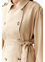 Trendyol Beige Belted Long Trench Coat