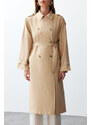 Trendyol Beige Belted Long Trench Coat