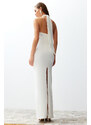 Trendyol Bridal White Rose Detailed Elegant Evening Dress